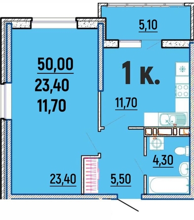 
  Продается 1-комн. квартира, 50 м², ЖК Клубный дом Агой
. Фото 1.