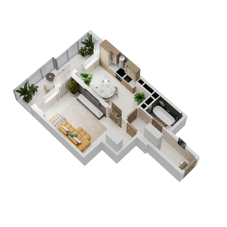 
  Продается 1-комн. квартира, 42.93 м², ЖК Золотой Берег, литер 1
. Фото 1.