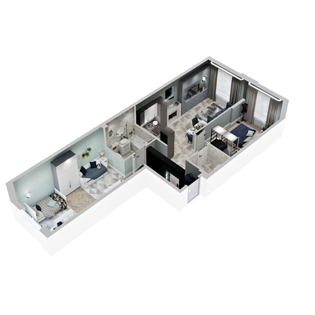 
  Продается 2-комн. квартира, 68.2 м², ЖК Зеленая территория, литера 1.1
. Фото 1.