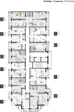 
  Продается 1-комн. квартира, 36.5 м², ЖК Рекорд 2, литера 3
. Фото 2.