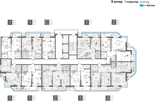 
  Продается 3-комн. квартира, 90.9 м², ЖК Рекорд 2, литера 5
. Фото 2.