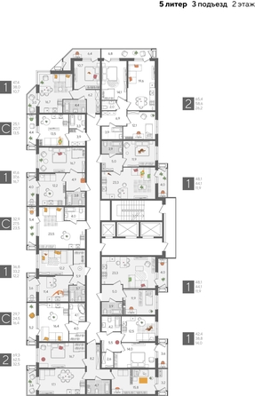 
  Продается 1-комн. квартира, 48.1 м², ЖК Рекорд 2, литера 5
. Фото 2.