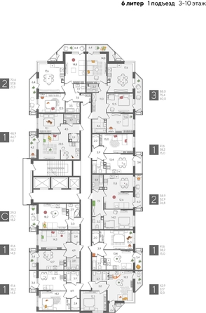 
  Продается 2-комн. квартира, 58.9 м², ЖК Рекорд 2, литера 6
. Фото 2.