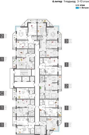 
  Продается 3-комн. квартира, 88 м², ЖК Рекорд 2, литера 6
. Фото 2.
