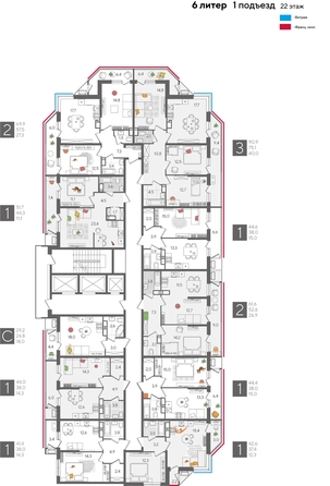 
  Продается 1-комн. квартира, 41.4 м², ЖК Рекорд 2, литера 6
. Фото 2.