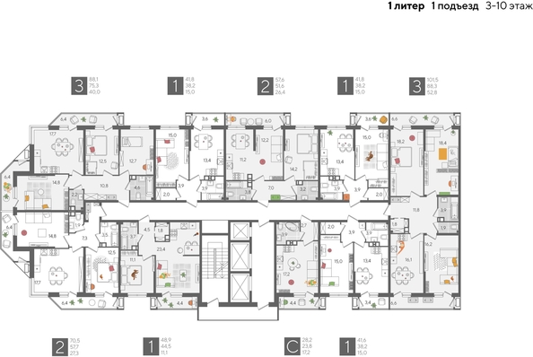 
  Продается 1-комн. квартира, 48.9 м², ЖК Рекорд 2, литера 1
. Фото 2.