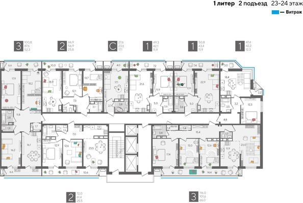 
  Продается 2-комн. квартира, 72 м², ЖК Рекорд 2, литера 1
. Фото 2.