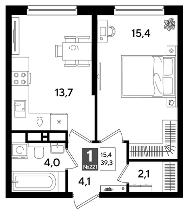 
  Продается 1-комн. квартира, 39.3 м², ЖК DOGMA PARK (Догма парк), литера 16
. Фото 1.