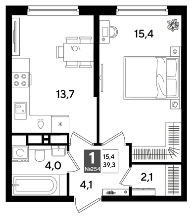 
  Продается 1-комн. квартира, 39.3 м², ЖК DOGMA PARK (Догма парк), литера 16
. Фото 1.