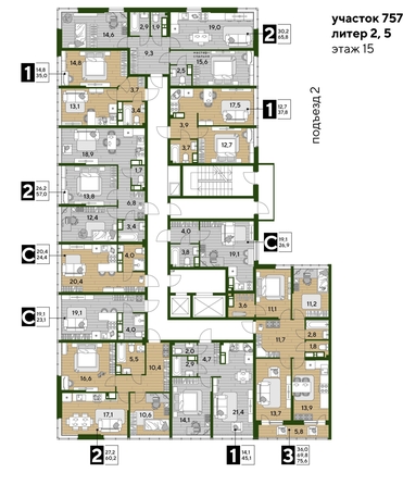 
  Продается 2-комн. квартира, 60.2 м², ЖК DOGMA PARK (Догма парк), литера 22
. Фото 2.