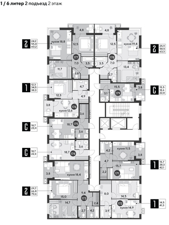 
  Продается 2-комн. квартира, 60.2 м², ЖК Парк Победы 2, литера 6
. Фото 2.