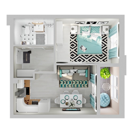 
  Продается 1-комн. квартира, 35.49 м², ЖК Зеленая территория, литера 1.2
. Фото 2.