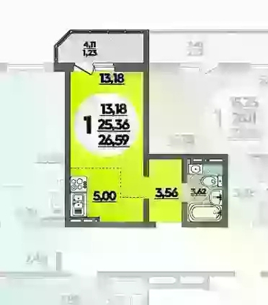 
  Продается студия 26.59 м², в ЖК Восточный, литера 37. Фото 1.