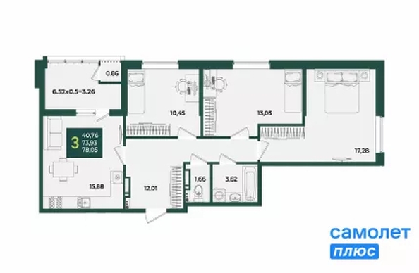 
  Продается 3-комн. квартира 78.1 м², в ЖК Образцово, дом 12. Фото 8.