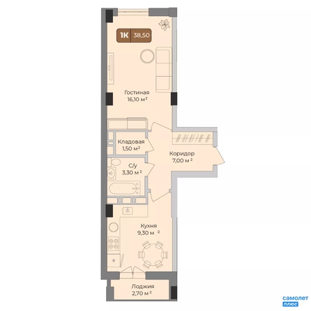 
  Продается 1-комн. квартира 38.51 м², в ЖК Опера. Фото 10.