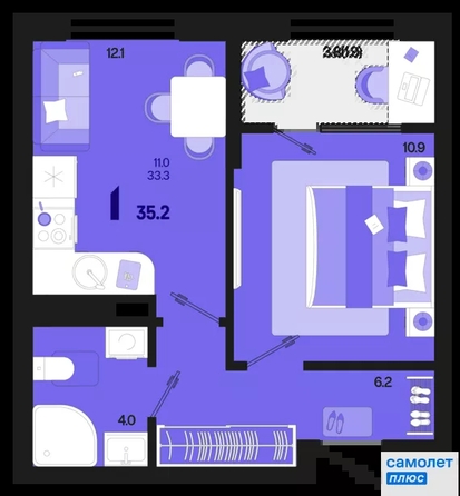 
  Продается 1-комн. квартира 35.2 м², в ЖК Первое место, квартал 1.1, литер 1. Фото 15.