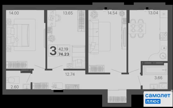 
  Продается 3-комн. квартира 74.2 м², в ЖК Светский лес, литер 4. Фото 21.