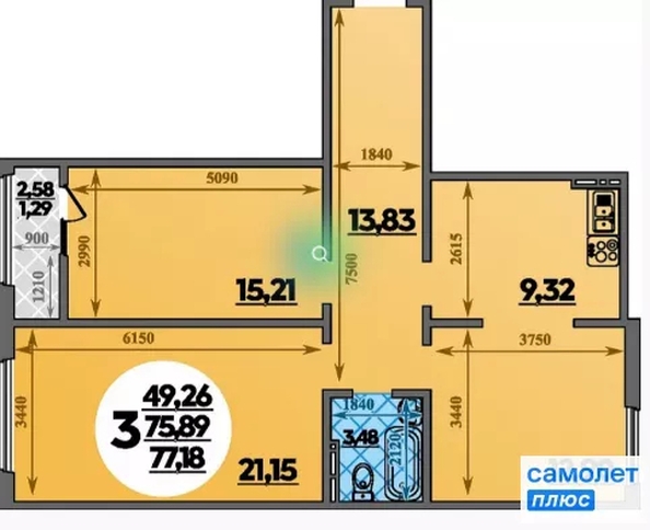 
  Продается 3-комн. квартира 77.2 м², в . Фото 8.