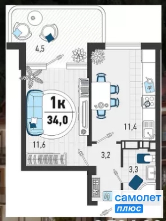 
  Продается 1-комн. квартира 34 м², в . Фото 11.