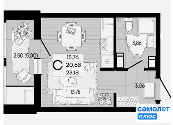 
  Продается студия 23.2 м², в ЖК Форма, литер 1. Фото 7.
