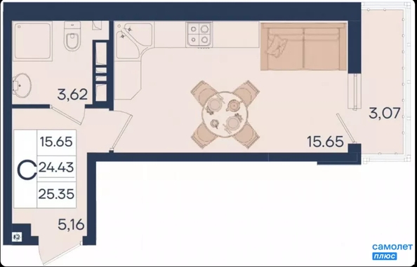 
  Продается студия 25.35 м², в ЖК Дом 101. Фото 15.