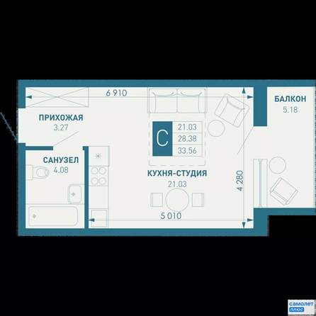 
  Продается студия 33.5 м², в ЖК ИНАЧЕ в Молодежном, литер 1. Фото 15.