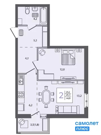 
  Продается 1-комн. квартира 46.8 м², в . Фото 13.