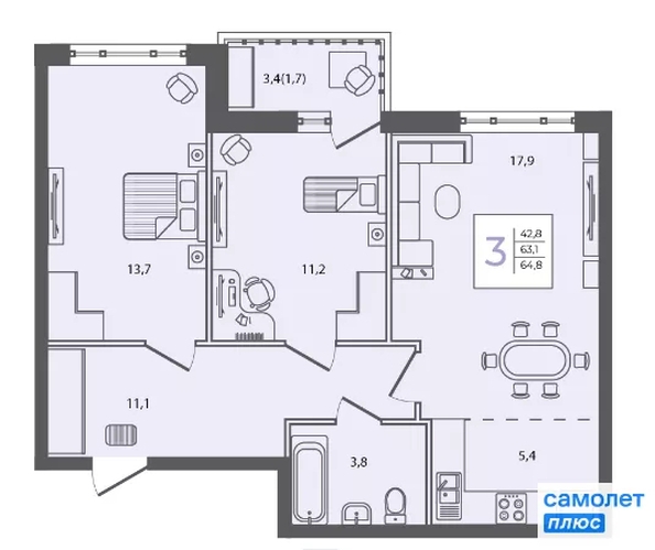 
  Продается 2-комн. квартира 74.5 м², в . Фото 13.