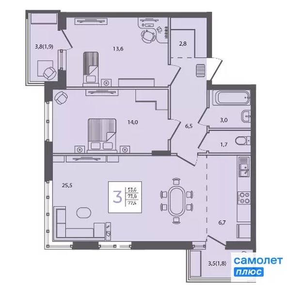 
  Продается 2-комн. квартира 77.5 м², в . Фото 13.