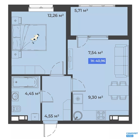 
  Продается 1-комн. квартира 41 м², в ЖК Соловей, литера 1. Фото 13.