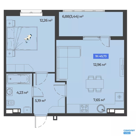 
  Продается 1-комн. квартира 45.7 м², в ЖК Соловей, литера 1. Фото 13.