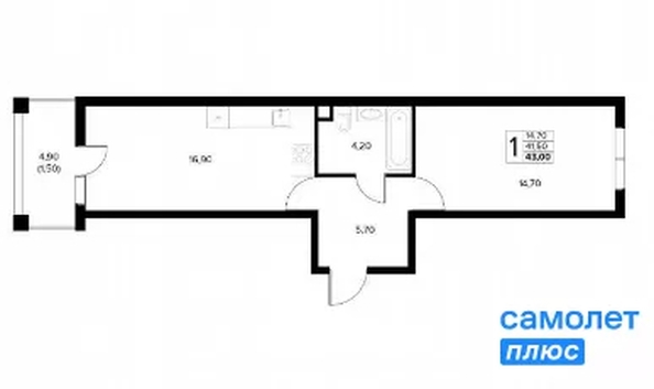 
  Продается 1-комн. квартира 43 м², в ЖК Кипарис, литер 6. Фото 17.