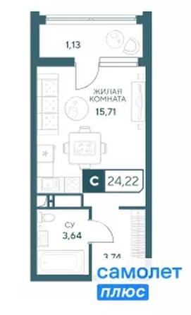 
  Продается студия 24.22 м², в ЖК Центральный, корпус 1. Фото 13.