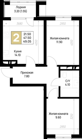 
  Продается 2-комн. квартира 49.05 м², в ЖК На Высоком берегу, дом 1. Фото 19.