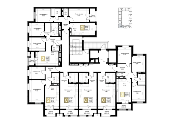
  Продается 3-комн. квартира 68.4 м², в ЖК На Высоком берегу, дом 1. Фото 20.