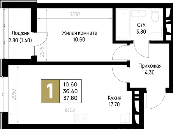 
  Продается 1-комн. квартира 37.8 м², в ЖК На Высоком берегу, дом 1. Фото 19.