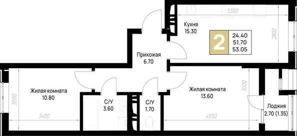 
  Продается 2-комн. квартира 53.05 м², в ЖК На Высоком берегу, дом 1. Фото 19.
