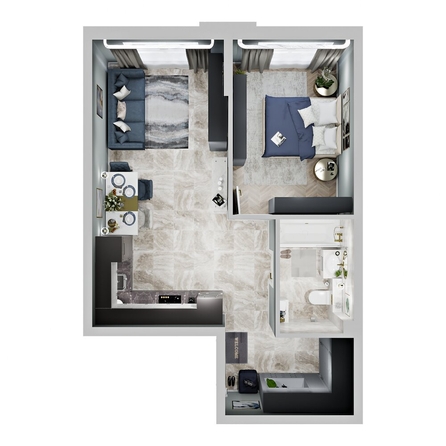 
  Продается 1-комн. квартира 43.7 м², в ЖК Зеленая территория, литера 1.2. Фото 2.