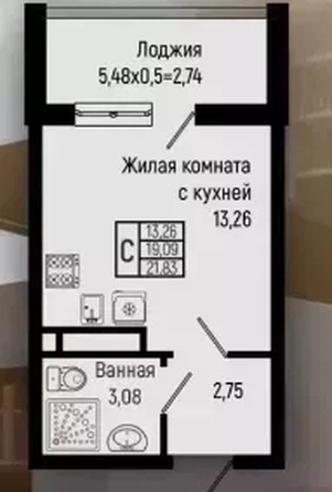 
  Продается студия 21.83 м², в ЖК Сан Хилс Ольгинка, 4. Фото 1.