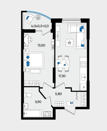 
  Продается 1-комн. квартира 42 м², в ЖК Любимово, 8 квартал литер 1. Фото 18.
