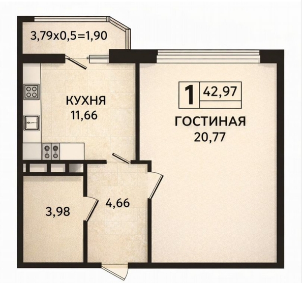 
  Продается 1-комн. квартира 43 м². Фото 15.