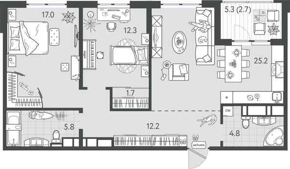 
  Продается 2-комн. квартира 81.45 м², в ЖК Все Свои ВИП, литер 4. Фото 1.