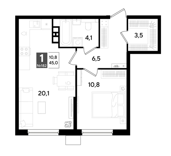 
  Продается 1-комн. квартира 44.3 м², в ЖК ДОГМА ПАРК, литера 18. Фото 1.