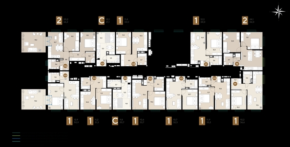 
  Продается 1-комн. квартира 34 м², в ЖК ГРЕЙД, литер 13. Фото 2.