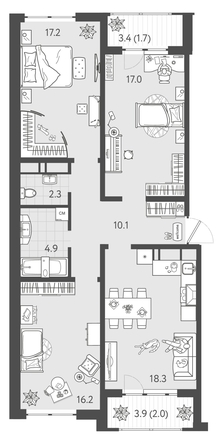 
  Продается 3-комн. квартира 88.3 м², в ЖК Все Свои ВИП, литера 3. Фото 1.