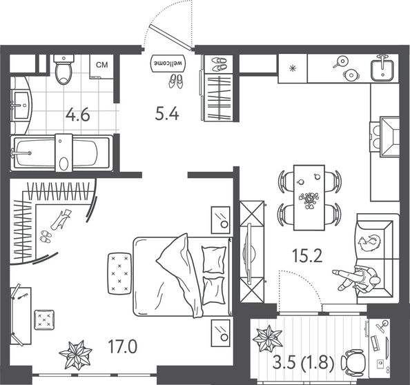 
  Продается 1-комн. квартира 43.8 м², в ЖК Все Свои ВИП, литера 3. Фото 1.