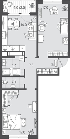 
  Продается 2-комн. квартира 63.7 м², в ЖК Все Свои ВИП, литера 3. Фото 1.