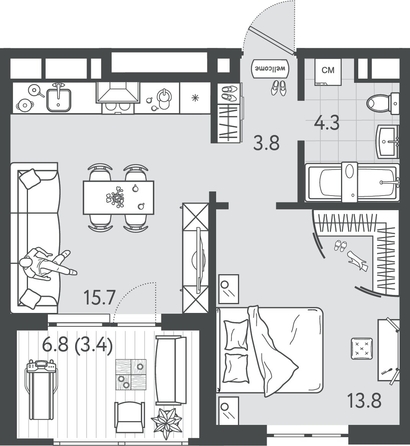 
  Продается 1-комн. квартира 40.25 м², в ЖК Все Свои ВИП, литер 4. Фото 1.
