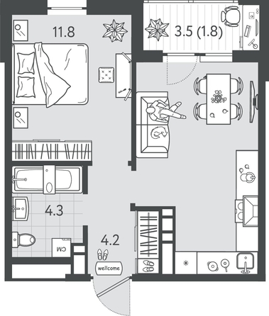 
  Продается 1-комн. квартира 37.4 м², в ЖК Все Свои ВИП, литер 4. Фото 1.