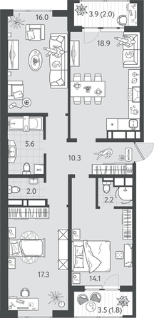 
  Продается 3-комн. квартира 88.1 м², в ЖК Все Свои ВИП, литер 4. Фото 1.
